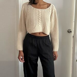 Unif Beige Tan Cropped Sweater